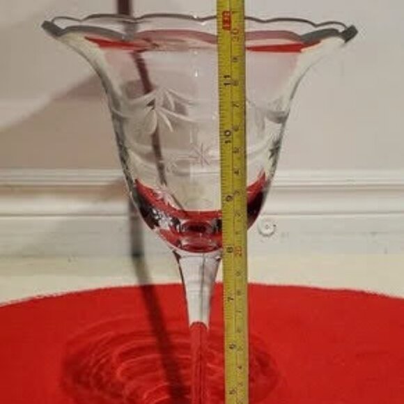 Massive 12 inch Tall TULIP FLUTED GLASS Flower Embossed - Mint Perfect 10. - Picture 1 of 5